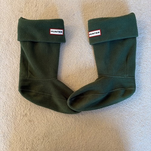 Kids green hunter fleece welly - green,
