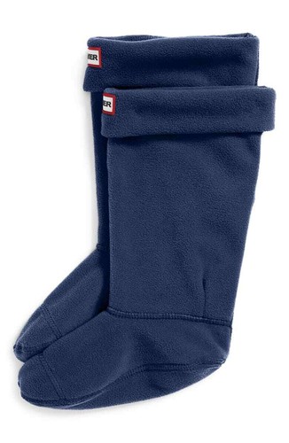 Hunter navy fleece welly boot - welly,