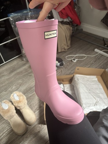 Girls tall pink hunter wellies - pink,